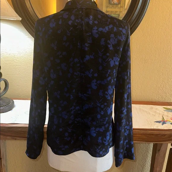 Derek Lam Navy Floral Silk Blazer - Picture 5 of 8